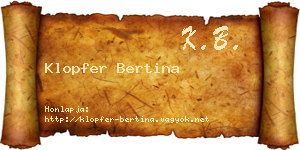 Klopfer Bertina névjegykártya